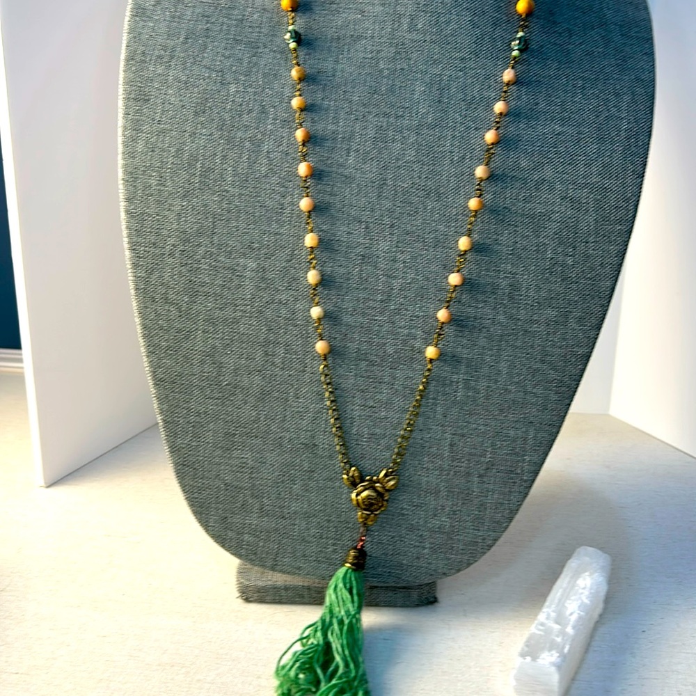 Manifestation 369 necklace Rosewood, Rudraksha seeds, natural stone